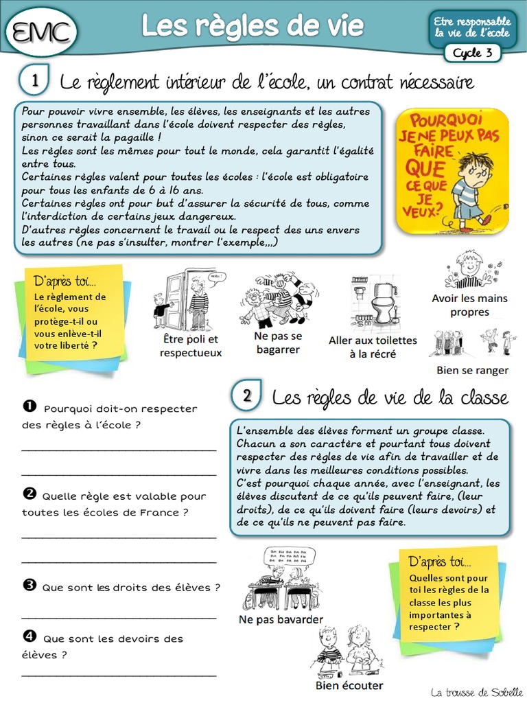 Règles de vie en classe Cycle 3 | PDF | Arts du langage et discipline