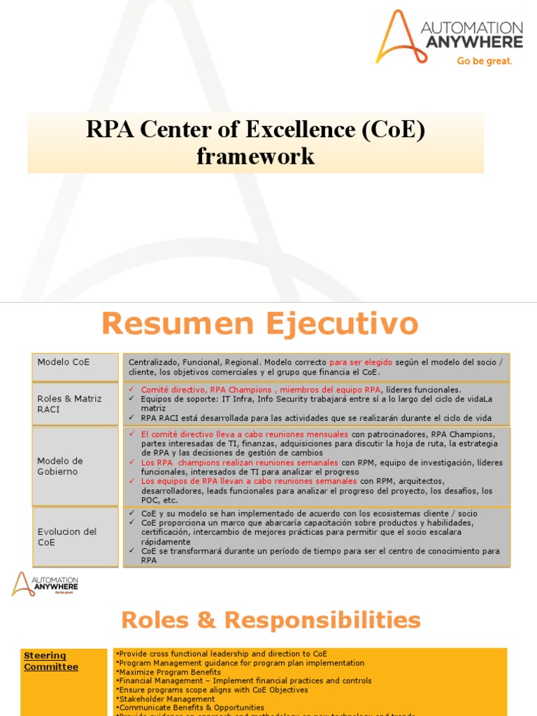 Marco para el CoE de RPA | PDF
