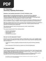 Assessing Speaking Performance at Level b1 Preliminary