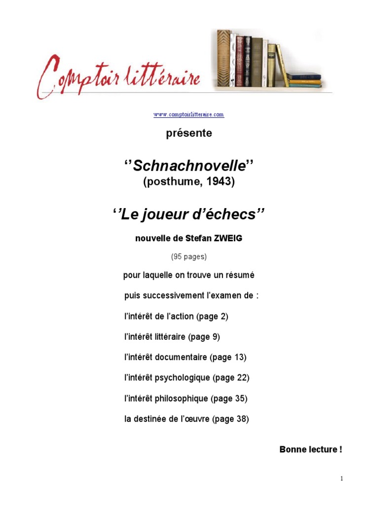 Le Joueur D Echec Resume Court 841 Zweig Stefan Le Joueur D Echecs | PDF | Échecs