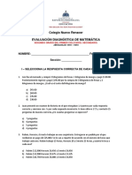 Evaluación diagnóstica de matemática para estudiantes de segundo grado