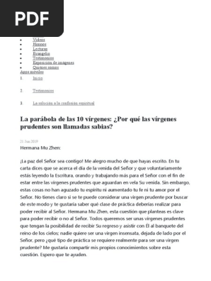 La Parabola De Las Diez Virgenes 3 Pdf Maria Madre De Jesus Cristo Titulo