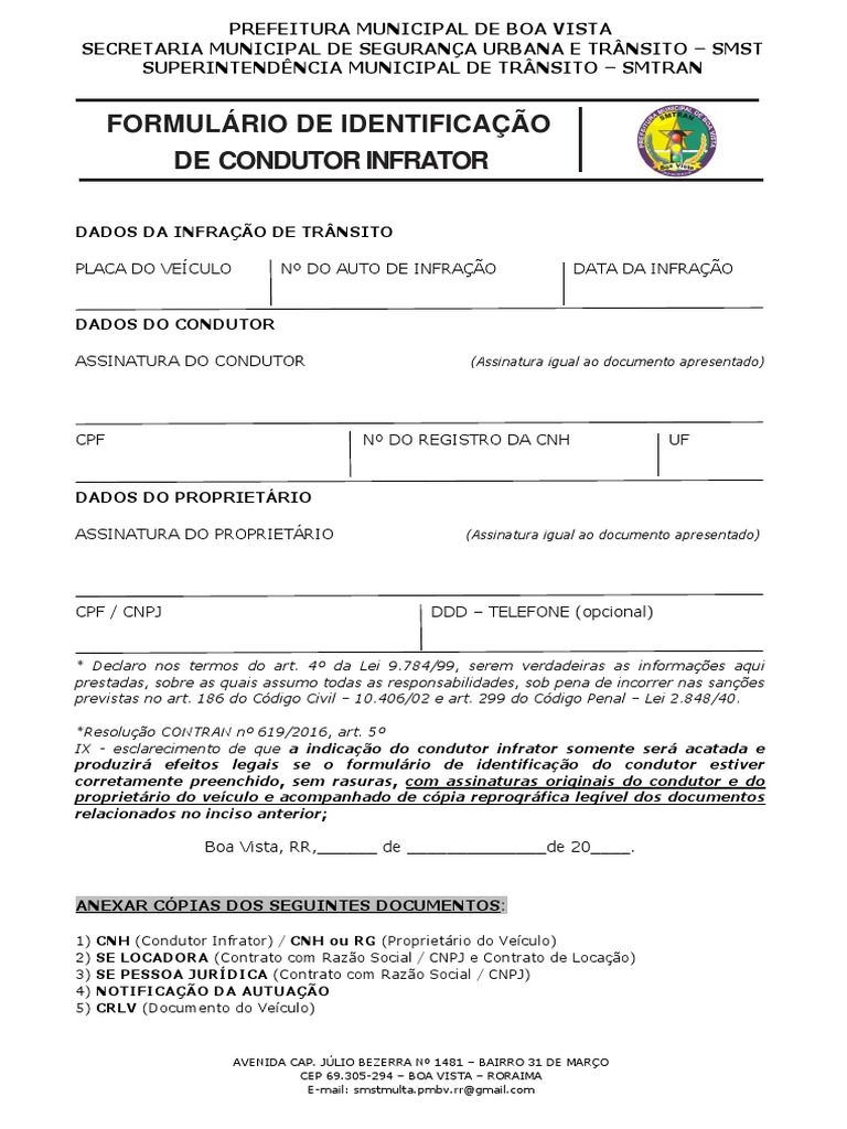 Indicação De Condutor Infrator — Polícia Rodoviária Federal – NTIKL