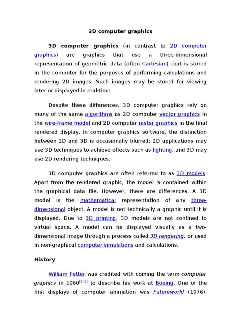 Introduction to 3D Computer Graphics | PDF | 3 D Computer Graphics ...