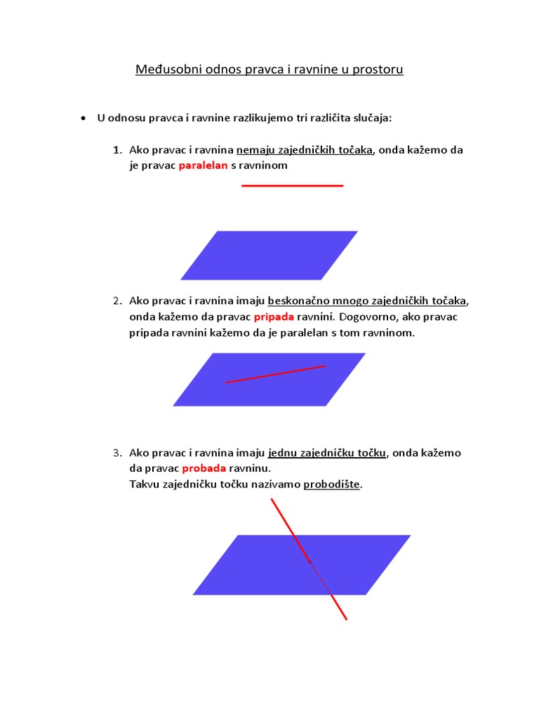 Međusobni Odnos Pravca I Ravnine Te Dviju Ravnina U Prostoru | PDF