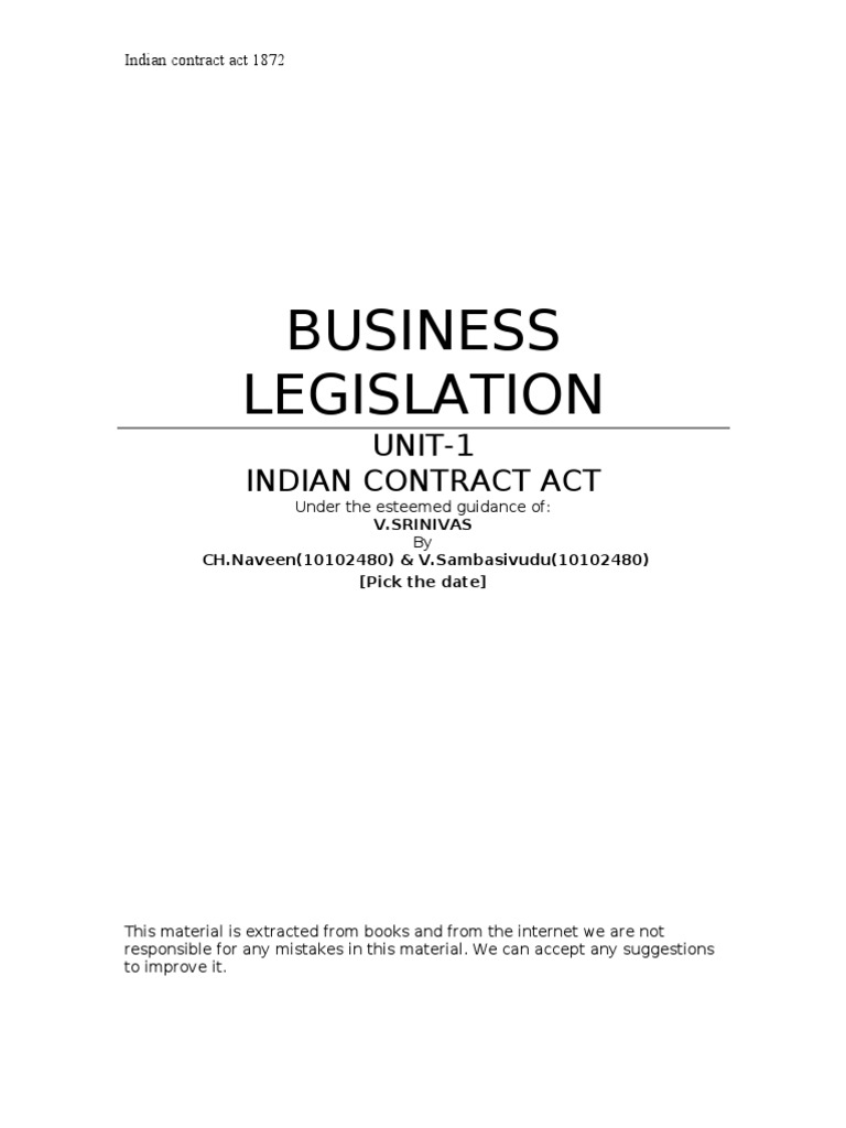 Overview of Indian Contract Act 1872 | PDF | Offer And Acceptance ...