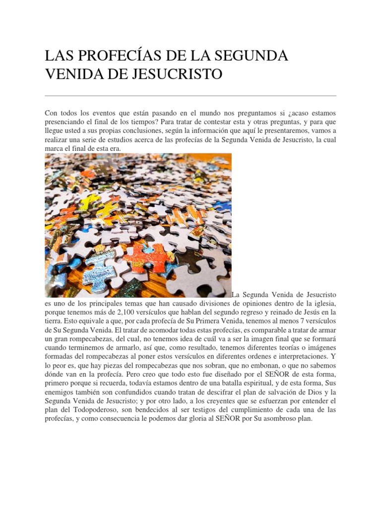 Profecías de la Segunda Venida de Cristo | PDF | Éxtasis | Jesús