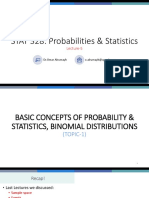 STAT 328: Probabilities & Statistics: Lecture-5