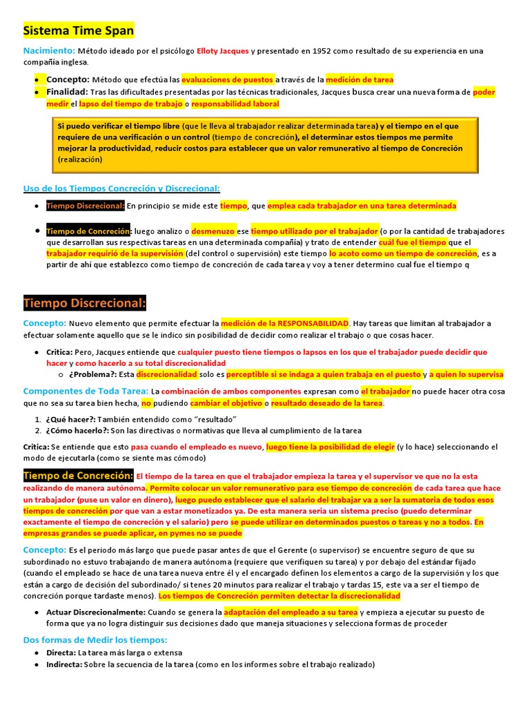 Sistema Time Span: Medición de Tiempos Laborales | PDF | Medición | Salario