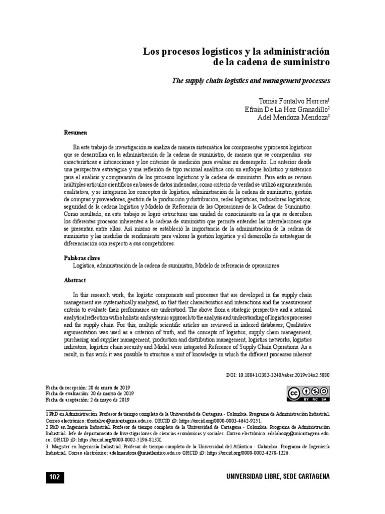 Los Procesos Logísticos y La Administración de La Cadena de Suministro ...