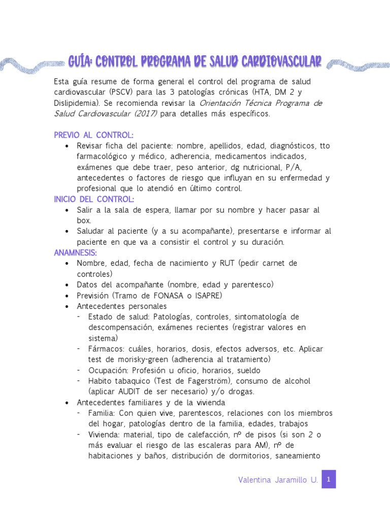 Guía Control PSCV | PDF | Diabetes | Dormir