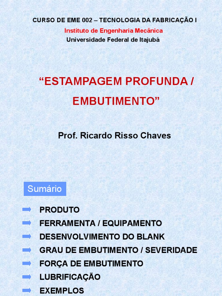 Processo de Embutimento em Estampagem | PDF | Engenharia Mecânica