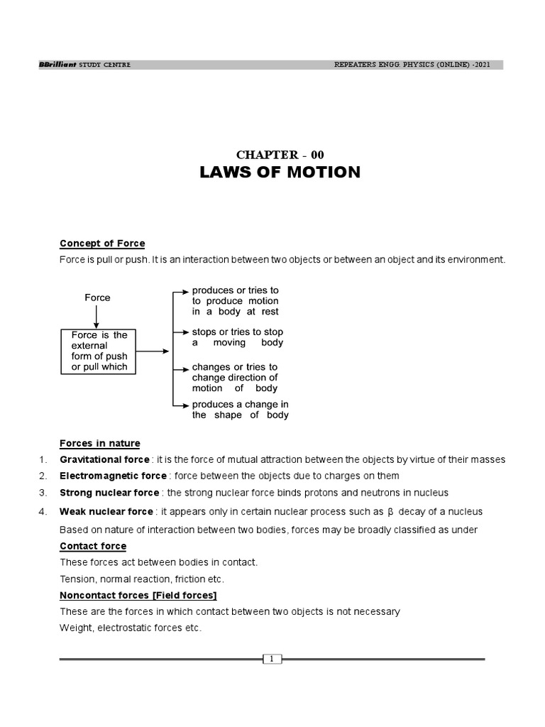 Laws of Motion: Forces & Equilibrium Concepts | PDF | Force | Newton's ...