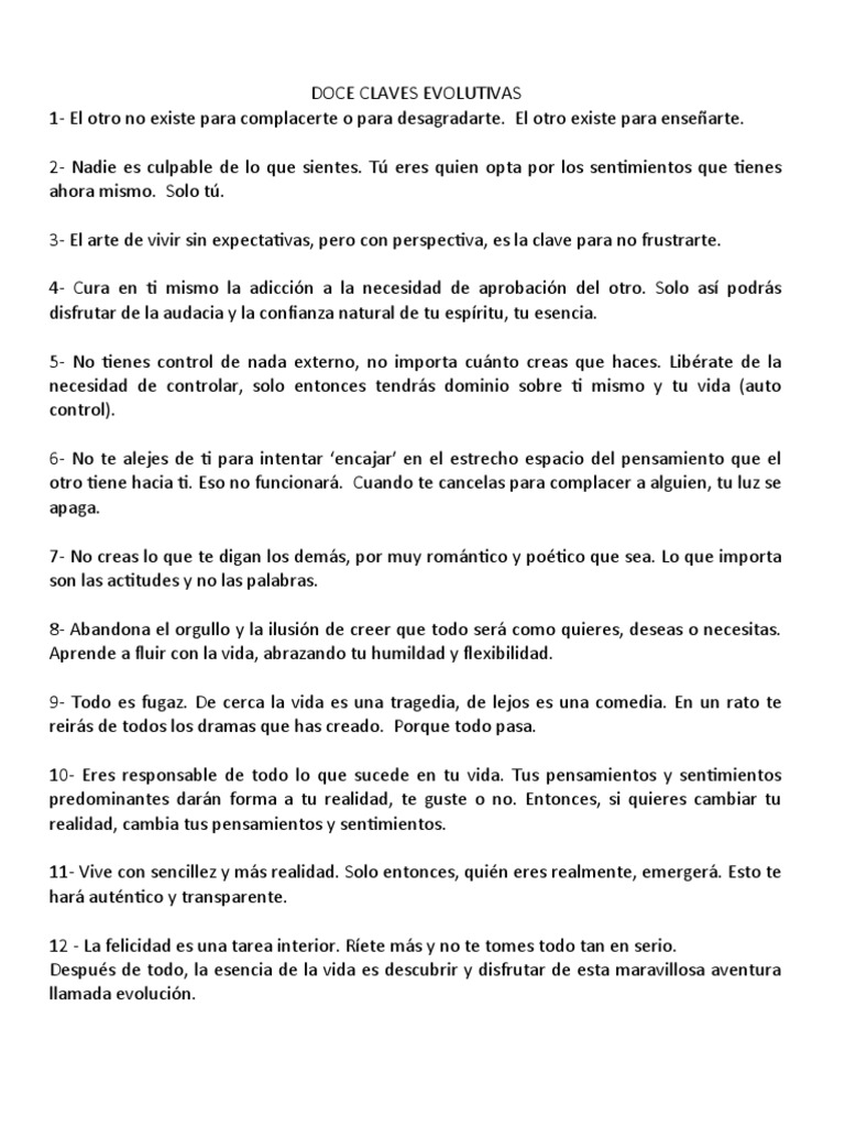 12 Claves para la Evolución Personal | PDF | Relaciones personales ...