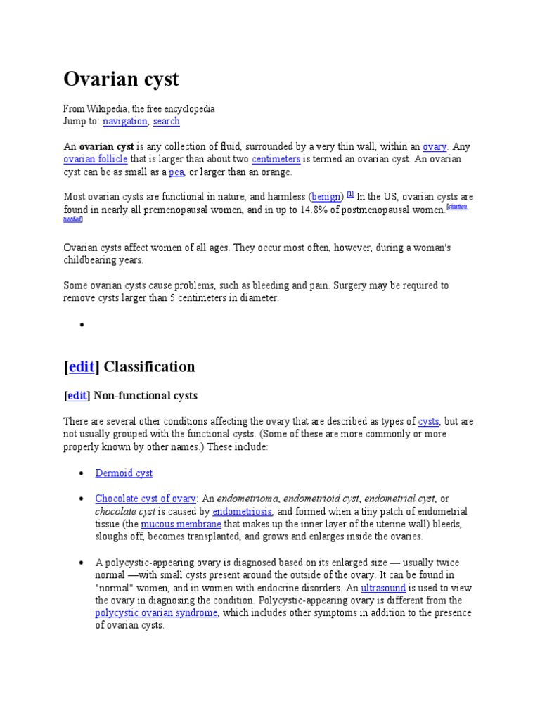 Ovarian Cyst Classification PDF Ovary Ovarian Cancer
