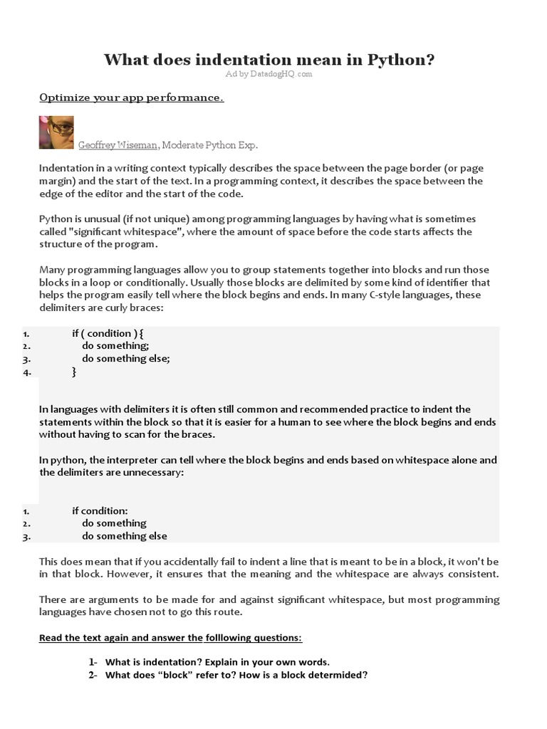 What Does Indentation Mean in Python?: Optimize Your App Performance ...