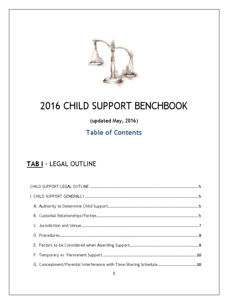 Child Support Benchbook Legal Outline PDF Child Support Father