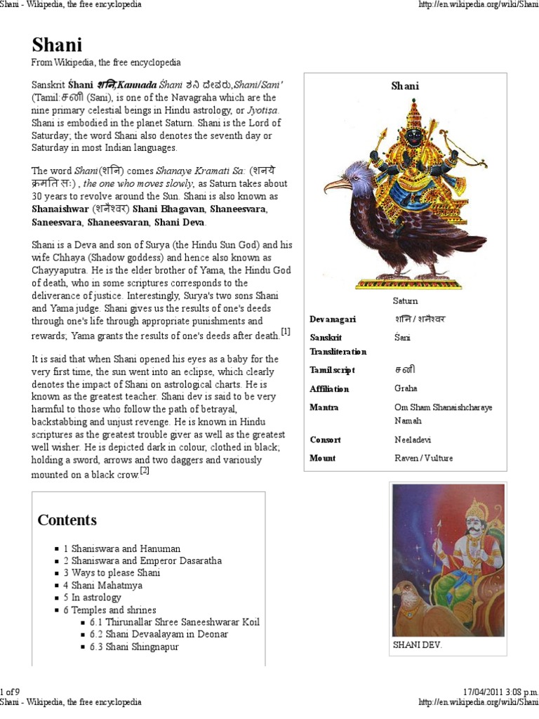 Shani Wikipedia The Free Encyclopedia Religion And Belief