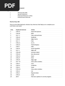 Shortcut Keys of Computer A To Z
