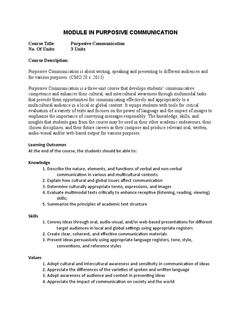 Understanding Purposive Communication | PDF | Communication | Nonverbal ...