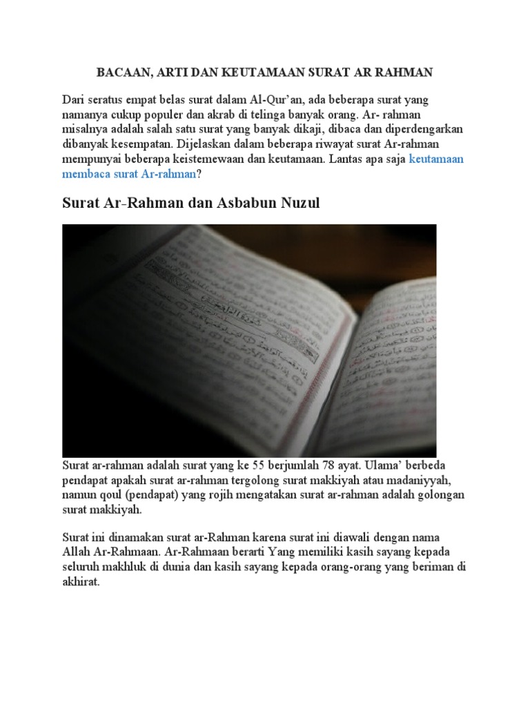 Download 64+ Contoh Surat Surat Ar Rahman Berjumlah Terbaru Gratis