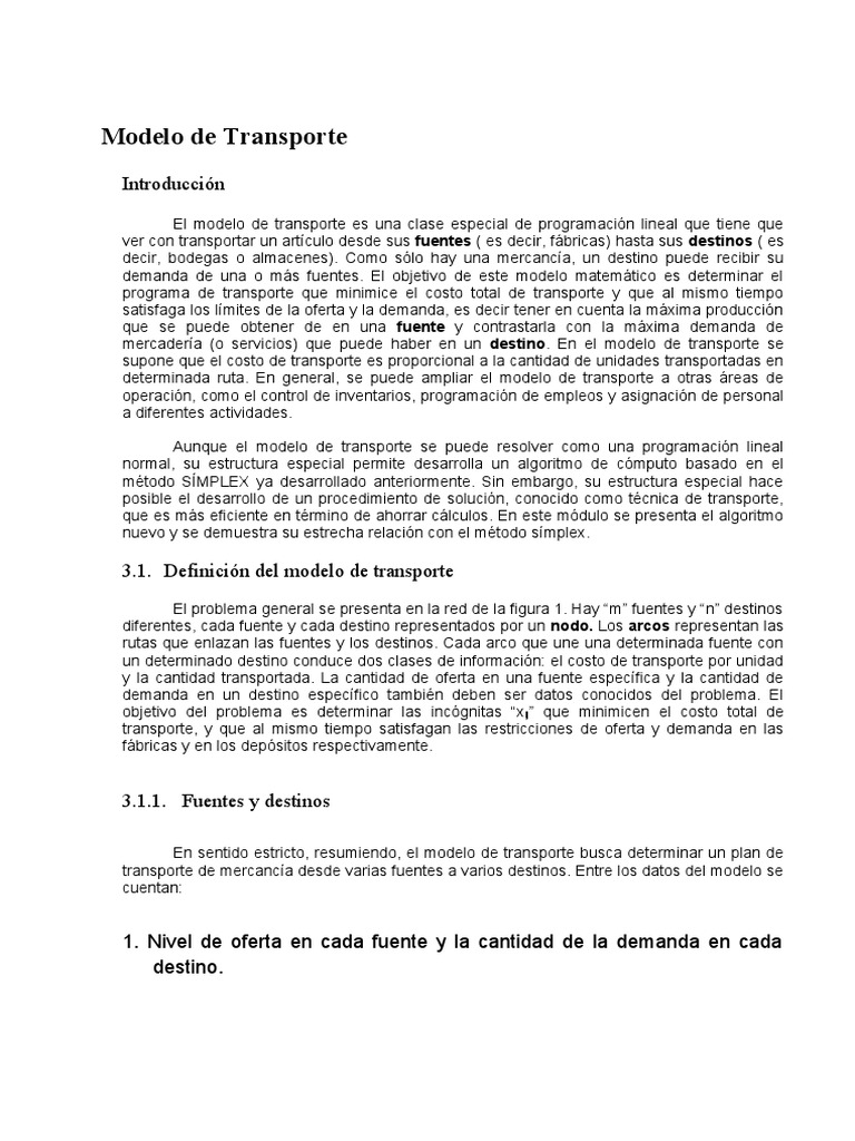 Modelo de Transporte en Programación Lineal | PDF | Transporte ...