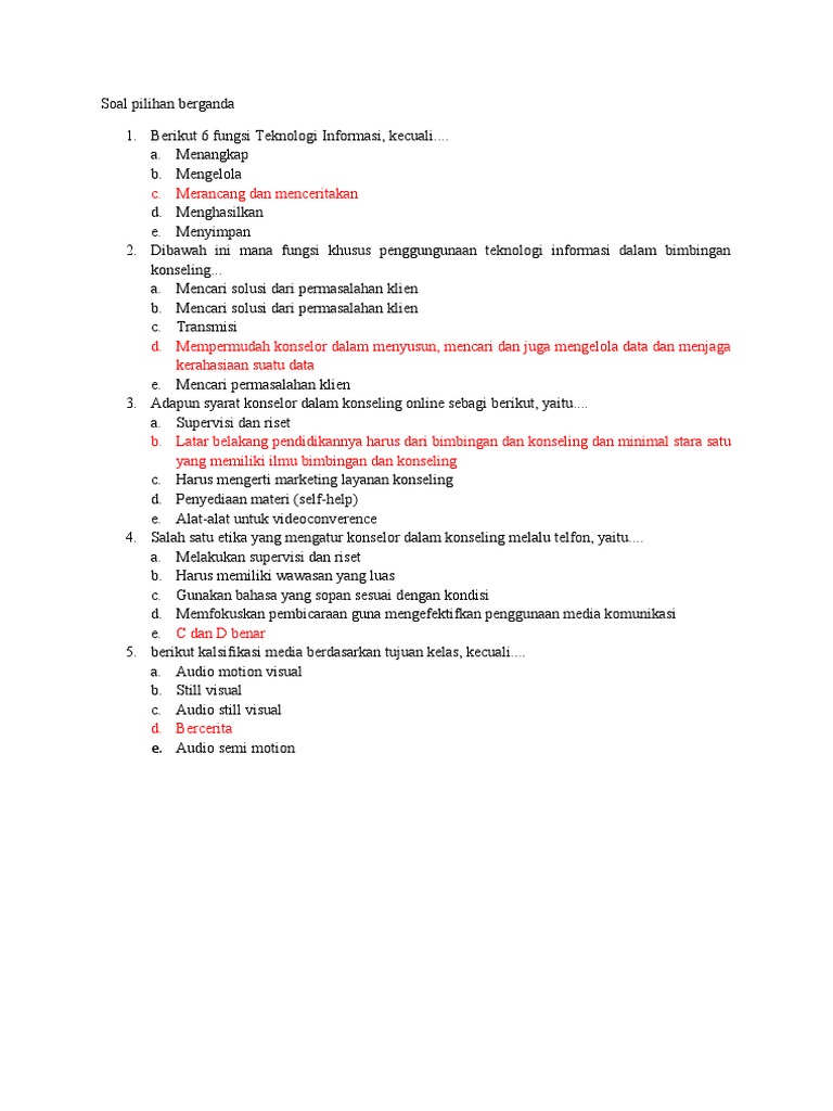 Soal pilihan berganda pdf
