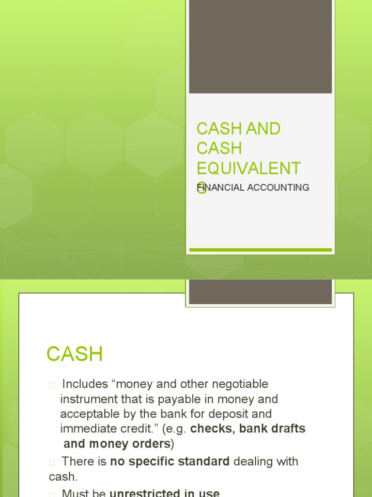 Cash and Cash Equivalent S Financial Accounting PDF Banks Cash