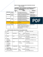 Cuadro de Actividades de Junio A Julio Del 2020 de Convivencia Escolar