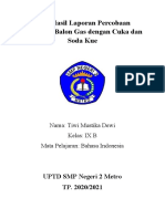 Teks Hasil Laporan Percobaan Membuat Balon Gas Dengan Cuka Dan Soda Kue