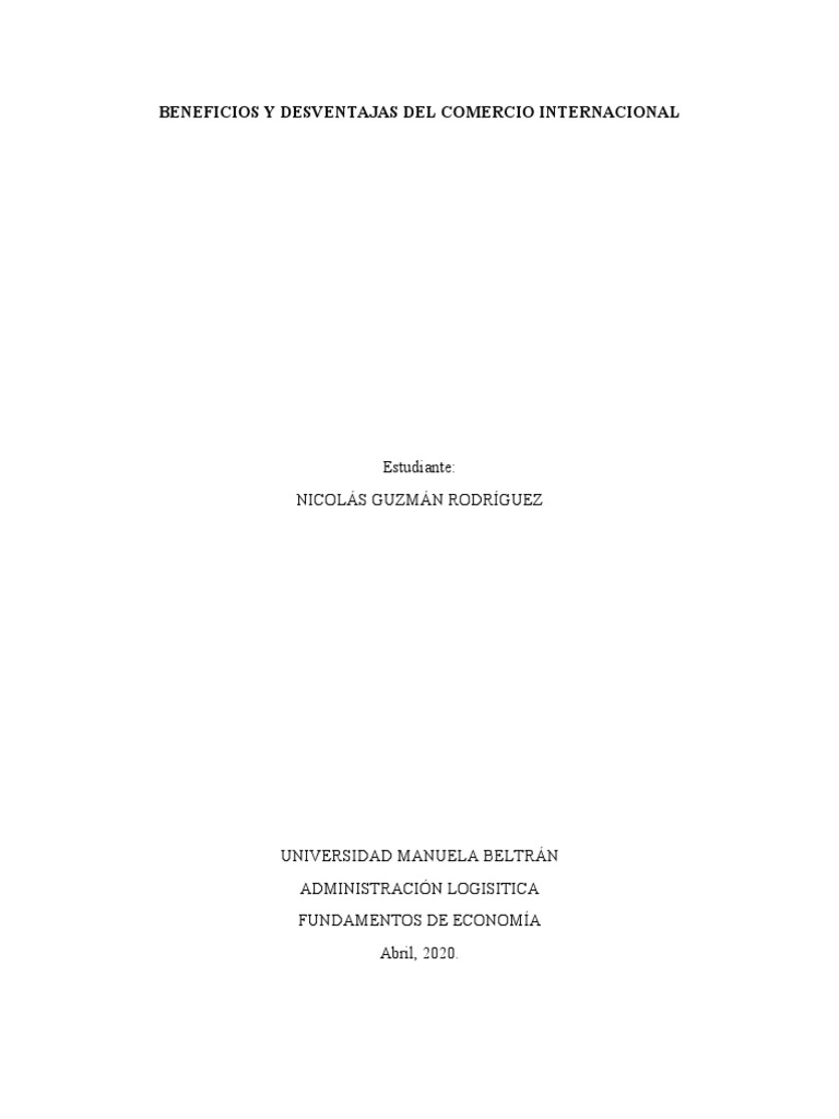 Beneficios y Desventajas del Comercio Internacional | PDF | El comercio ...