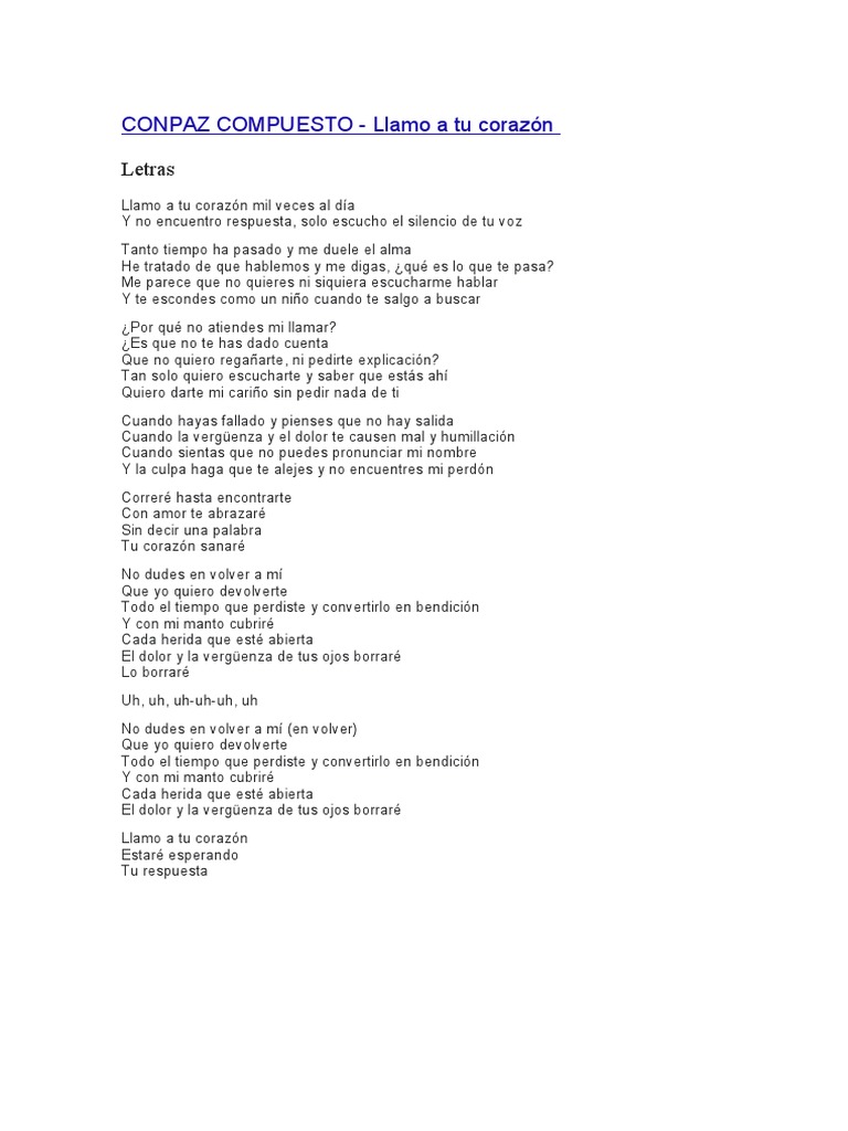 Canciones de Fe y Esperanza - CONPAZ COMPUESTO | PDF | Amor