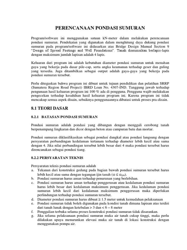 Perencanaan Pondasi Sumuran Efektif | PDF