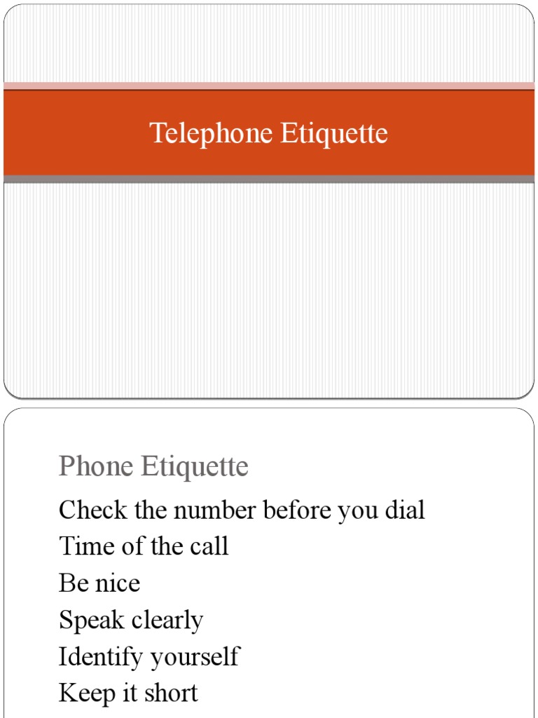 Telephone Etiquette PDF Telephone
