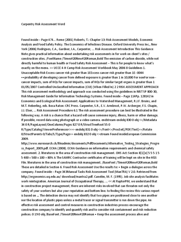 Carpentry Risk Assessment Word | PDF | Risk | Risk Assessment