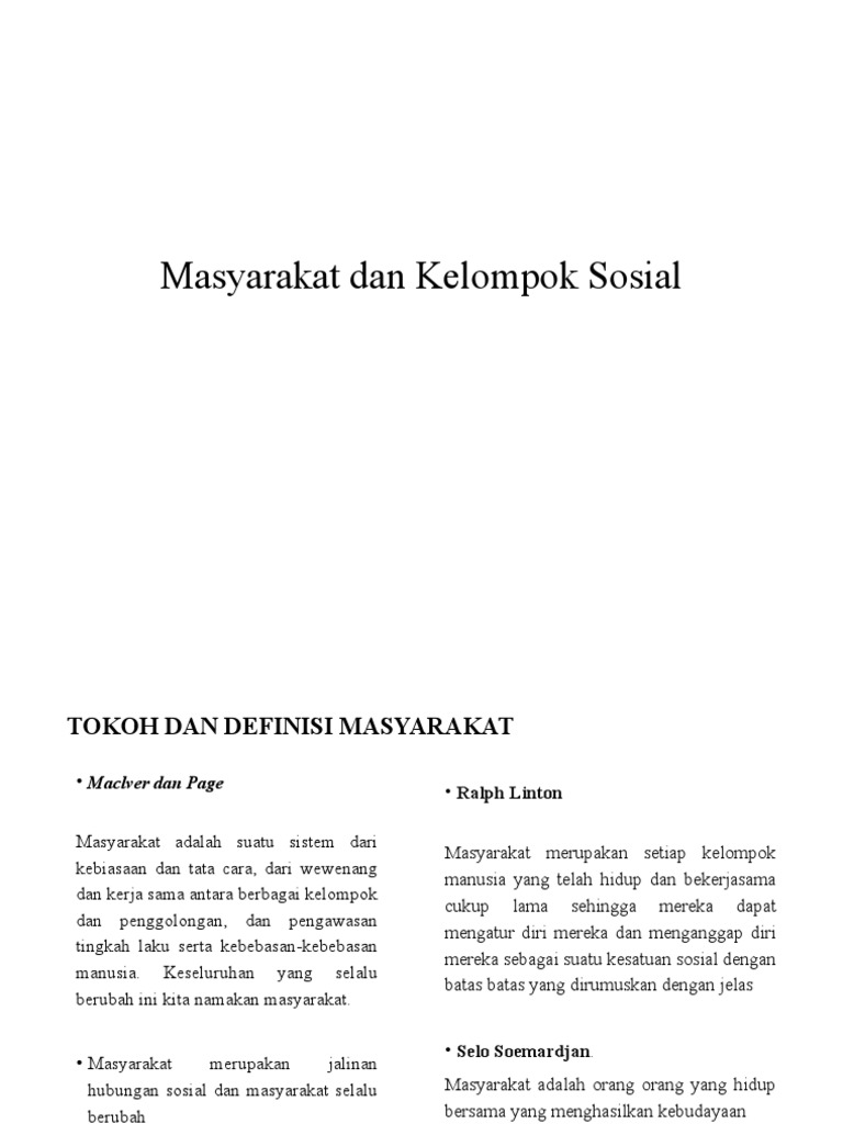 Pertemuan Ke 4 Masyarakat Dan Kelompok Sosial Pdf