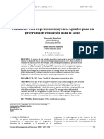 Calidad de Vida en Personas Mayores. Apuntes para Un Programa de Educación para La Salud