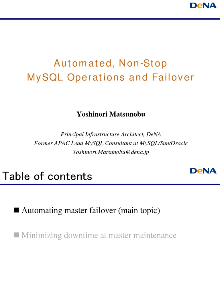 Automating MySQL Master Failover | PDF