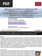 Maximum Availability For MySQL: InnoDB With Synchronous Replication, Automated Failover, Full Data Consistency, Simplified Management, and Industry-Leading Performance