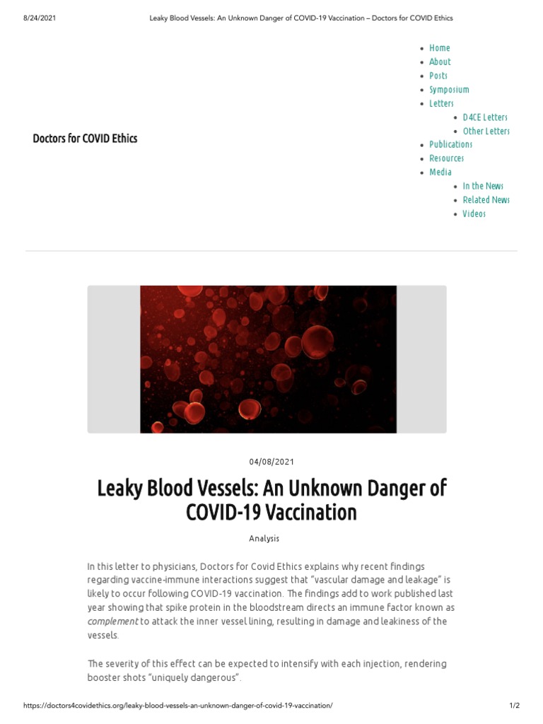 Leaky Blood Vessels - An Unknown Danger of COVID-19 Vaccination