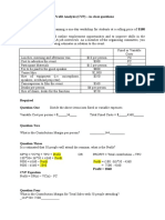 ACC1100D Accounting Topic 11 - Cost Volume Profit Analysis (CVP) - In-Class Questions Question One Per Person