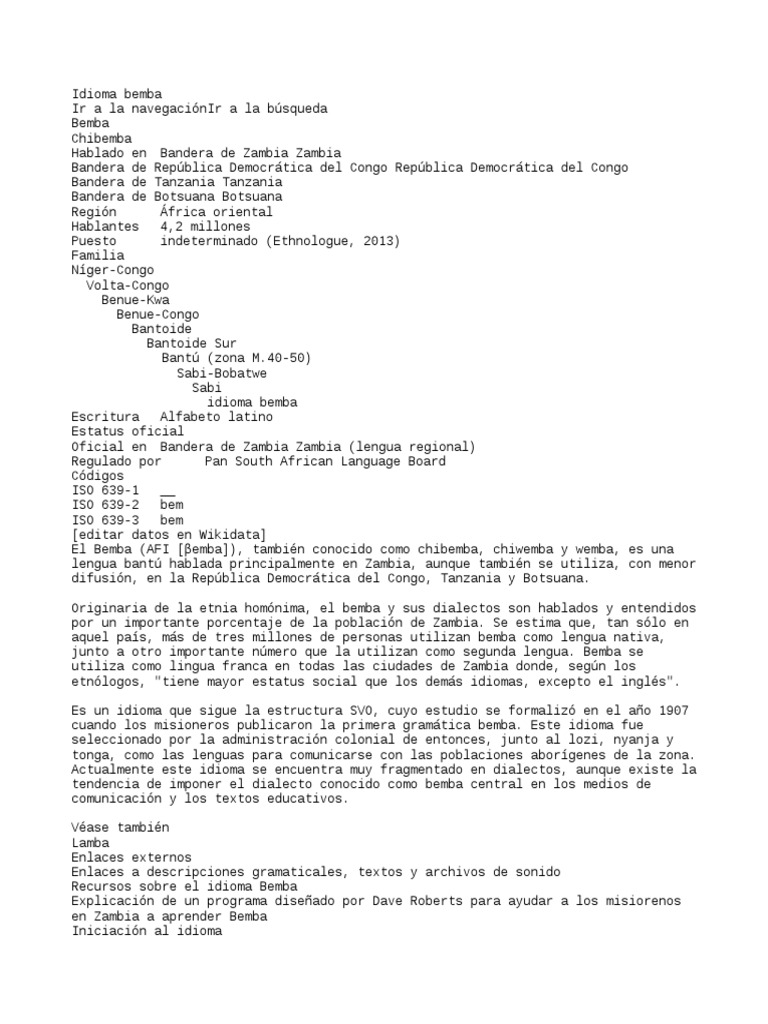 BEMBA | PDF | Comunicación humana | Lingüística