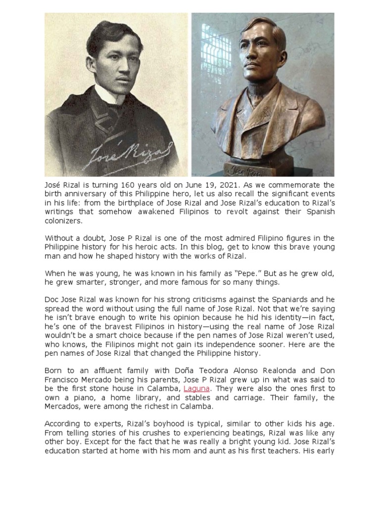 José Rizal 160th Birthday and His Life and Works | PDF | Philippines