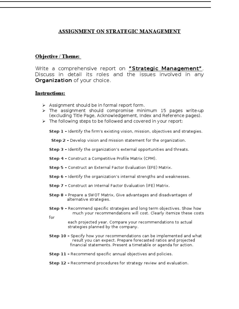 strategic management and leadership assignment