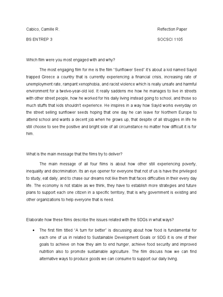 CabicoCamille Reflection | PDF | Social Inequality | Discrimination ...