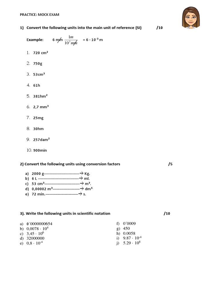 Unit Conversion Practice Exam | PDF