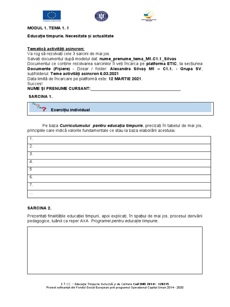 APLICAȚII Modul 1 Tema 1.1. | PDF