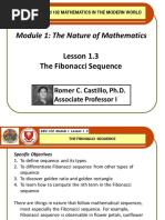 Module 1: The Nature of Mathematics: Lesson 1.3 The Fibonacci Sequence