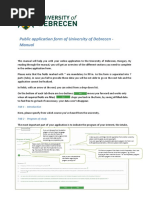 Public Application Form of University of Debrecen - Manual: TAB 1 - Introduction