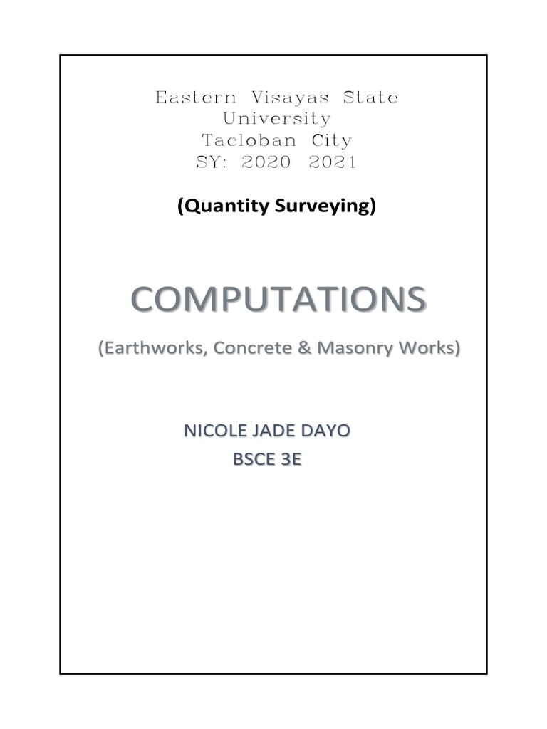 Earthworks and Concrete Quantity Surveying | PDF | Concrete | Beam ...